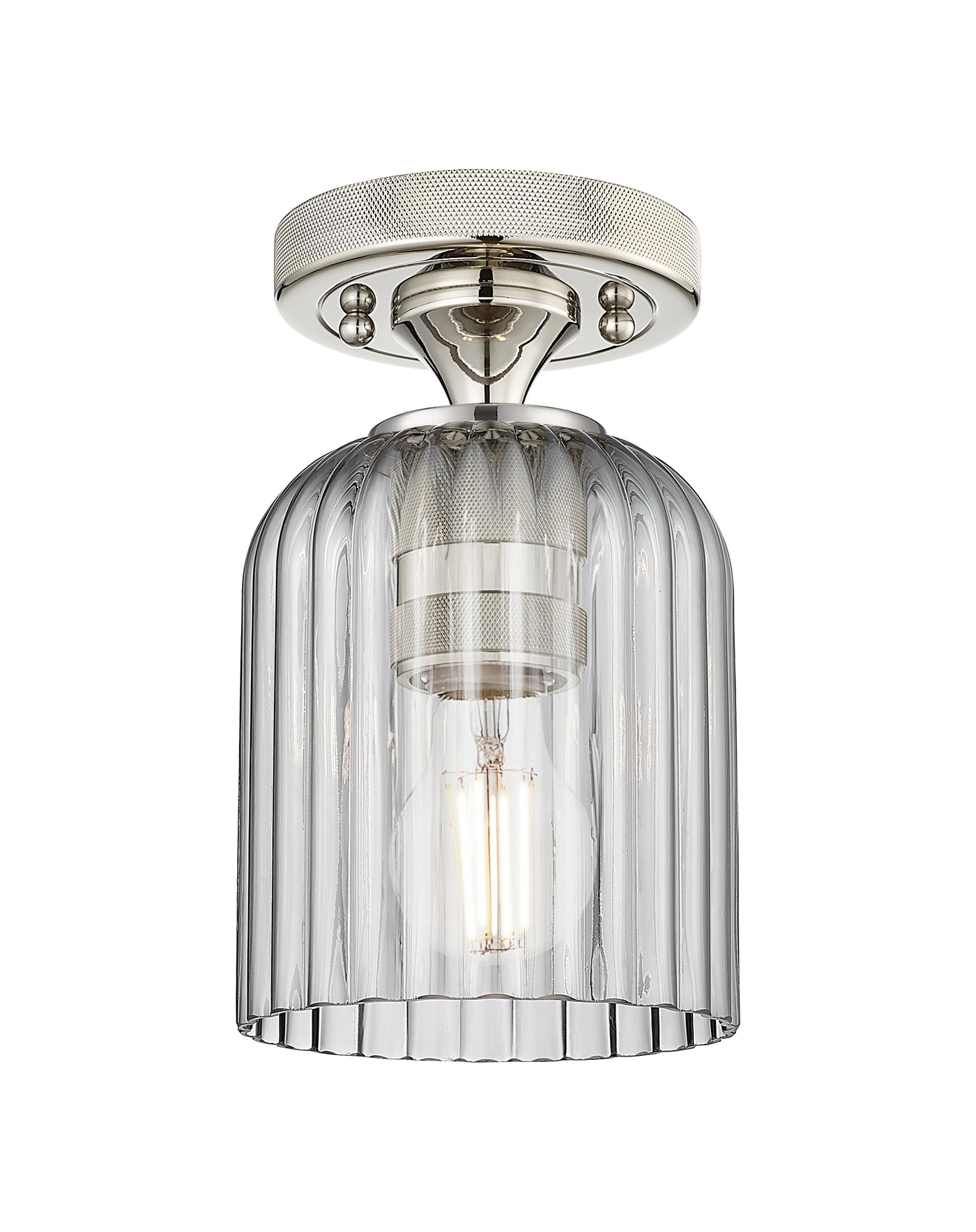 Downtown Flush Mount Satin Nickel Glass