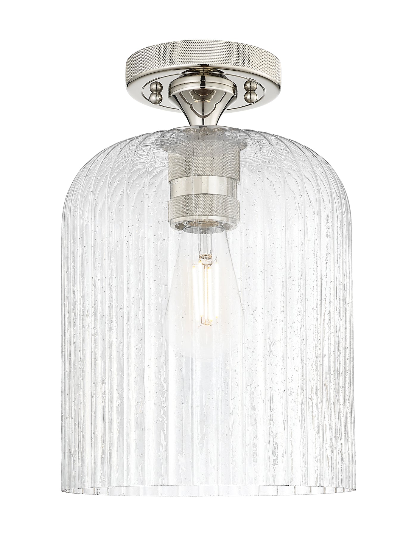Downtown Flush Mount Satin Nickel Glass