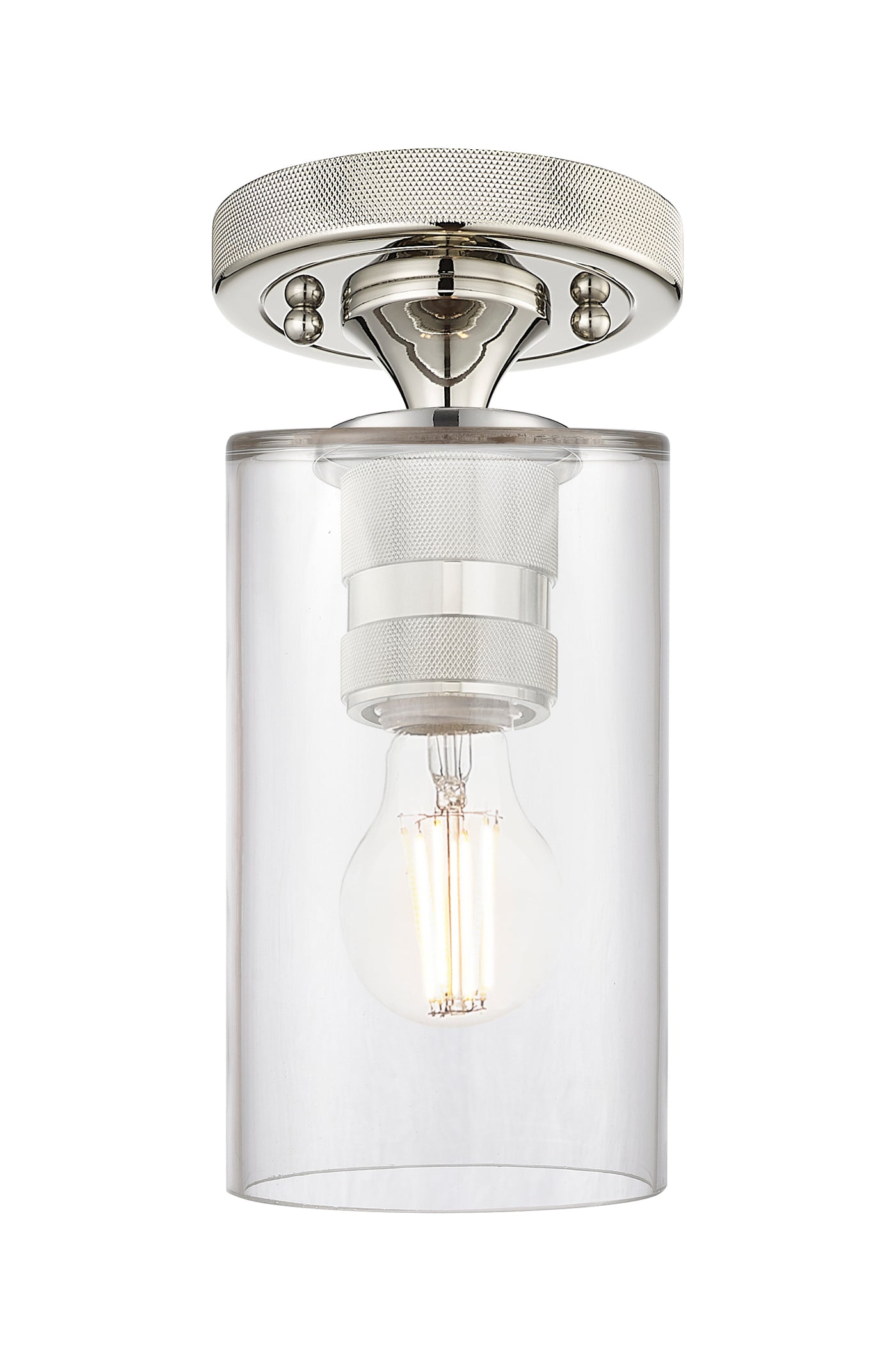 Downtown Flush Mount Satin Nickel Glass
