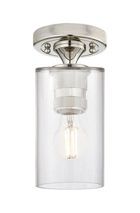 Downtown Flush Mount Satin Nickel Glass
