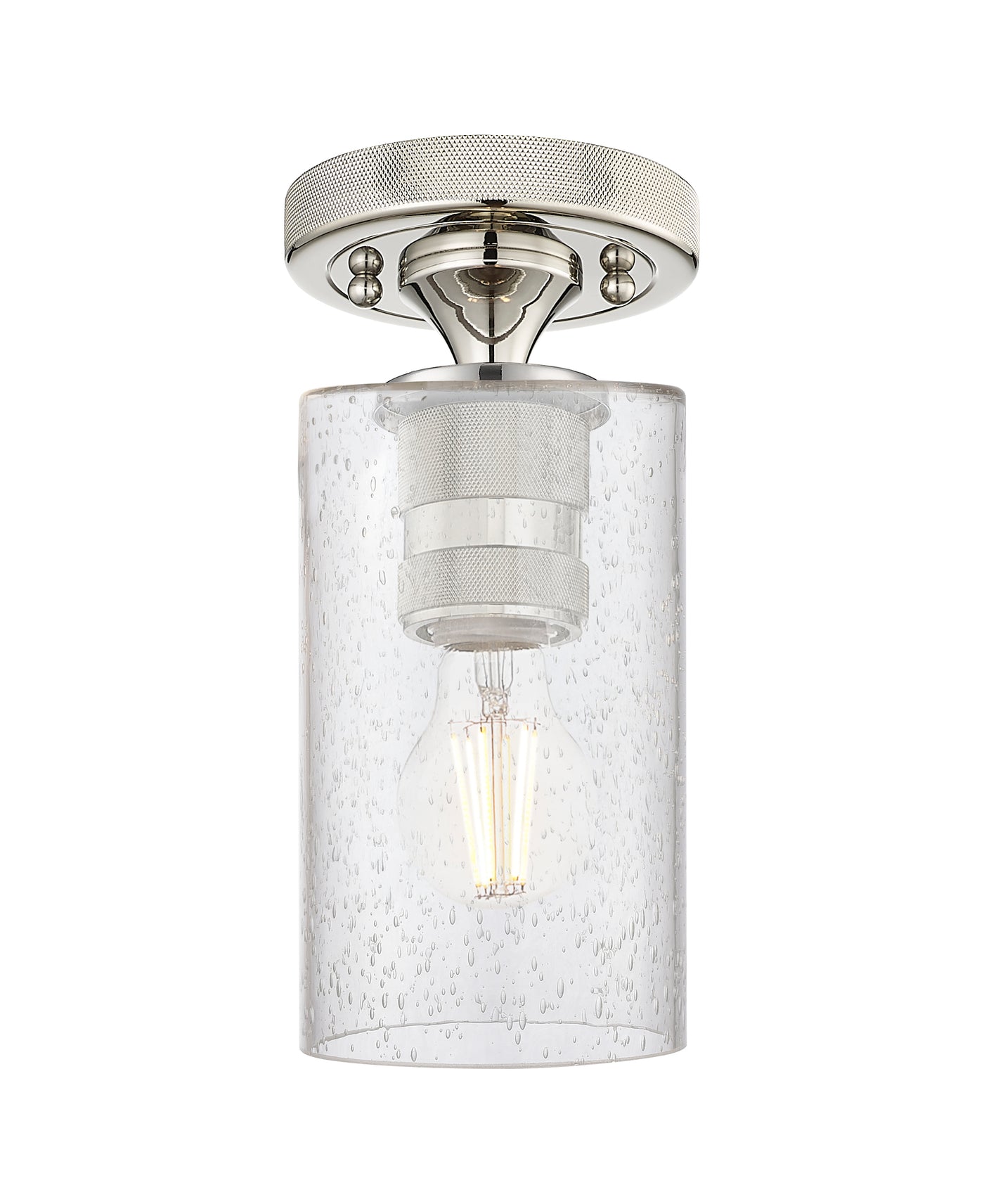 Downtown Flush Mount Satin Nickel Glass