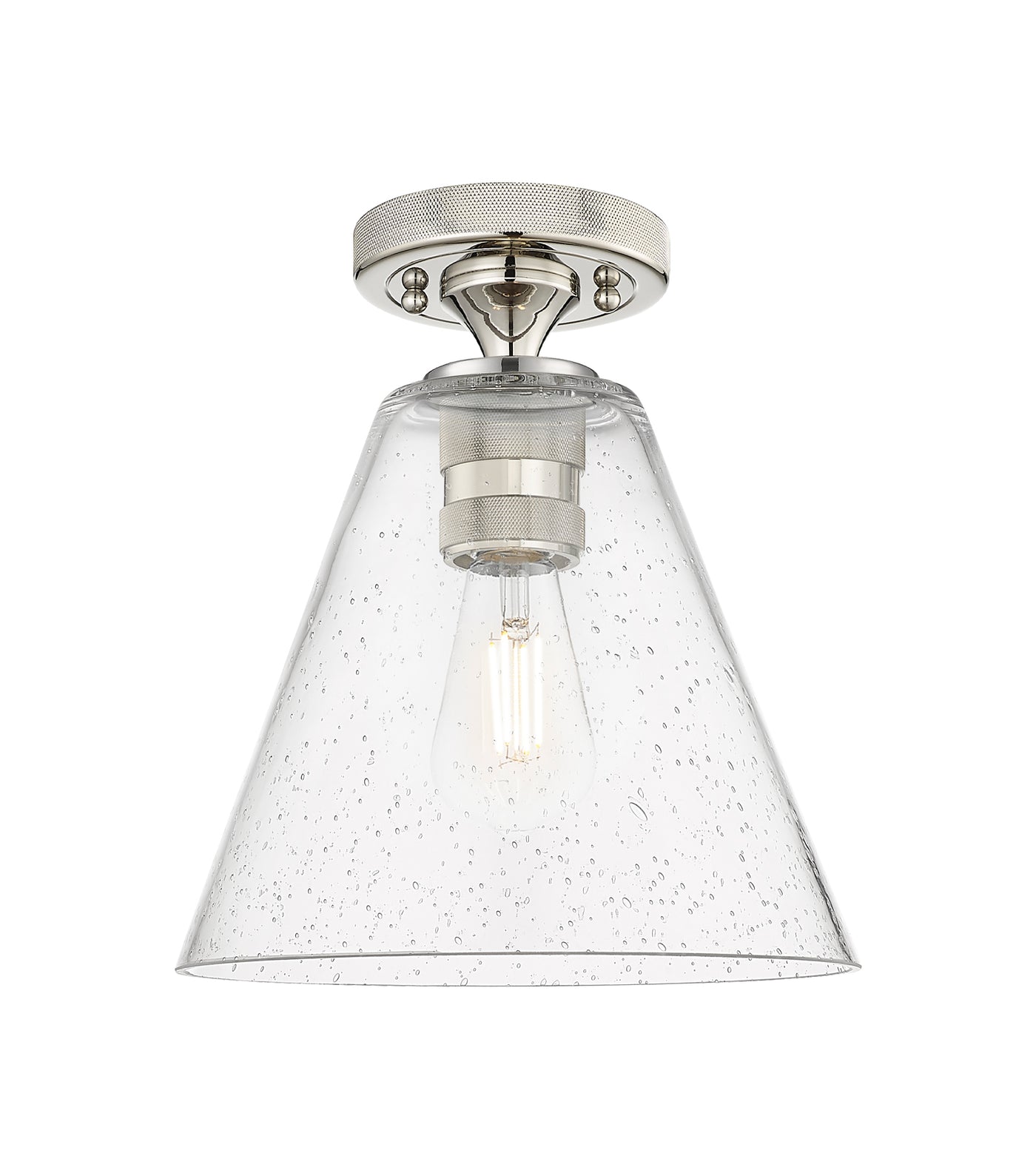 Downtown Flush Mount Satin Nickel Glass
