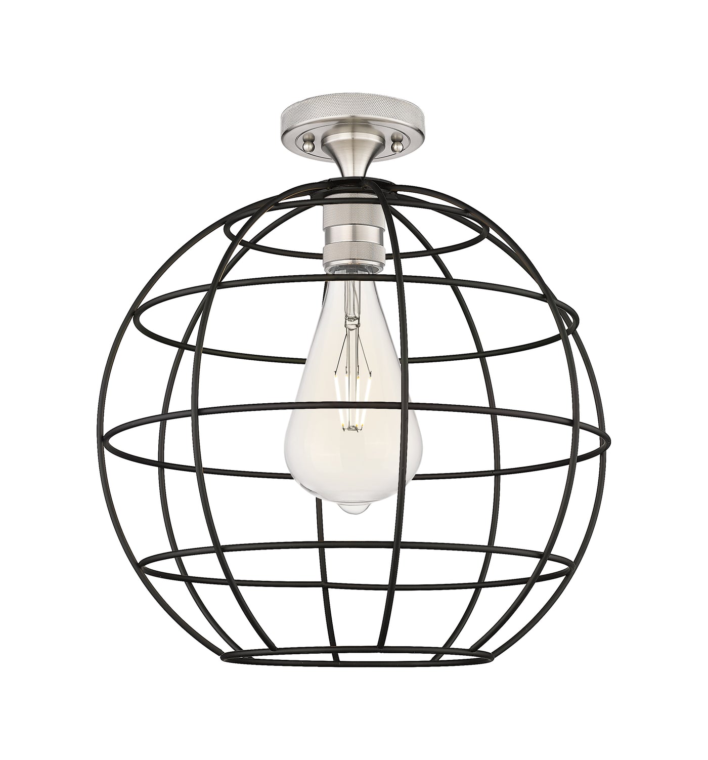 Downtown Flush Mount Satin Nickel Glass