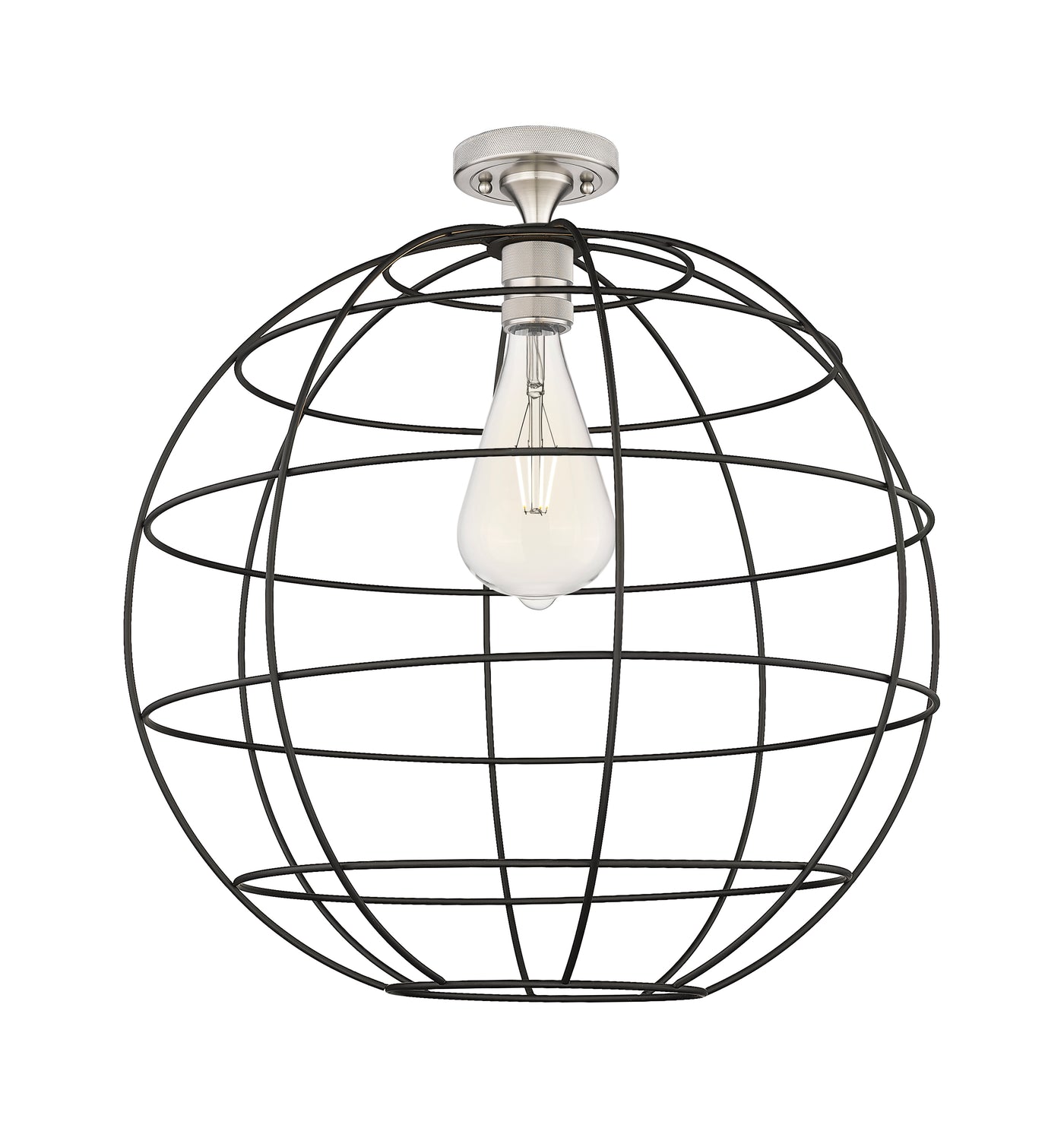 Downtown Flush Mount Satin Nickel Glass