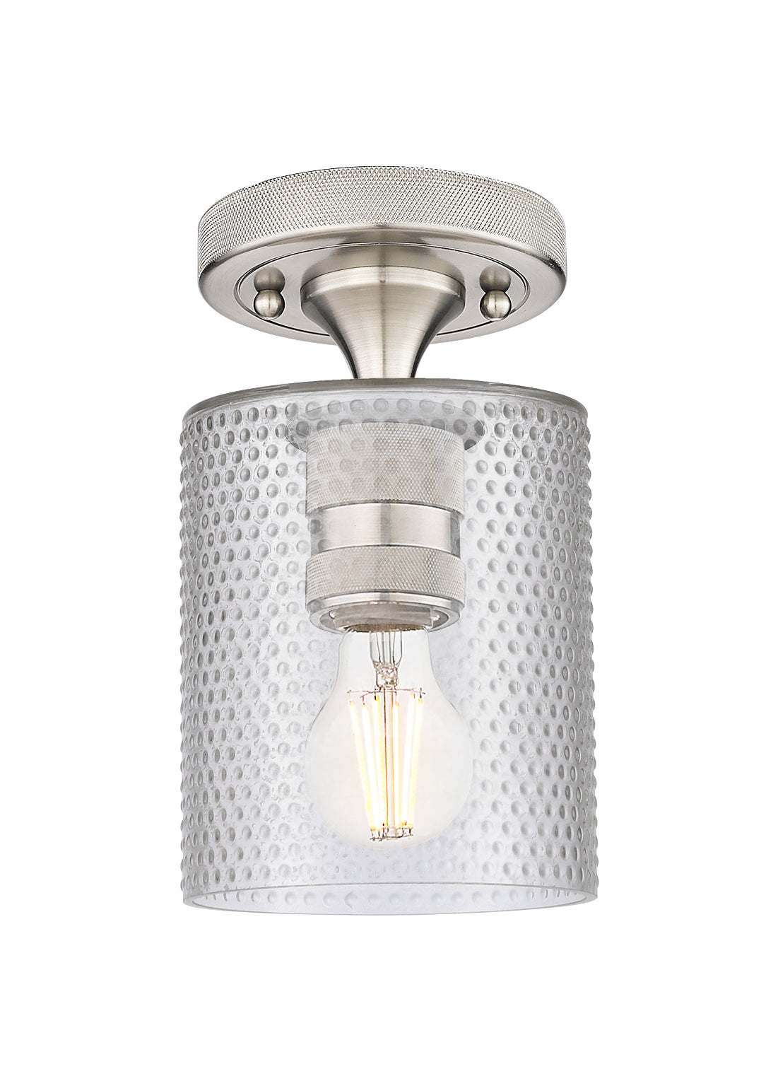 Downtown Flush Mount Satin Nickel Glass