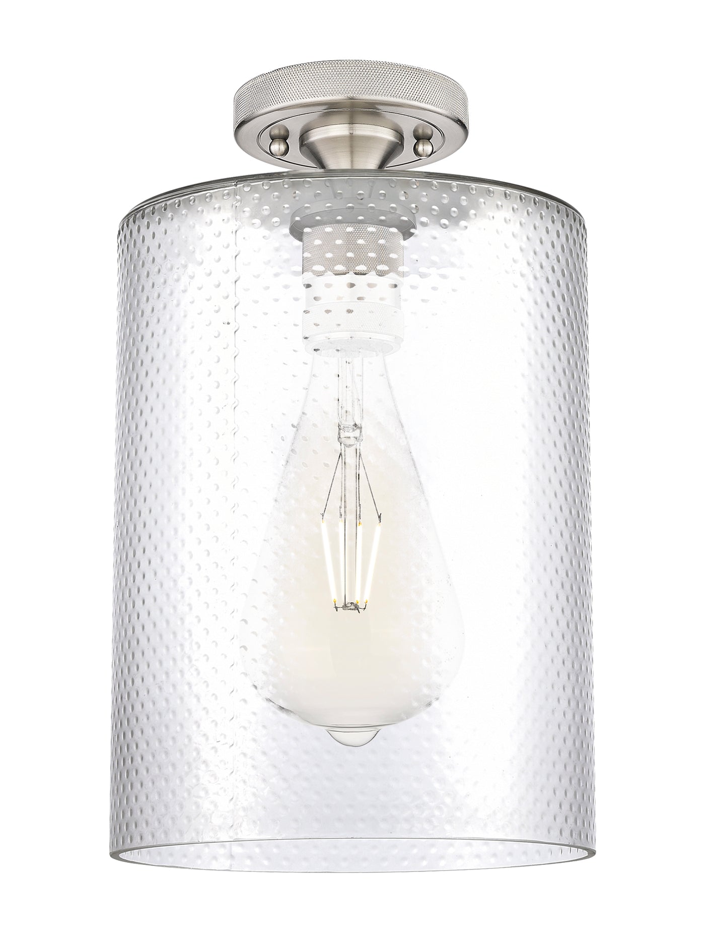 Downtown Flush Mount Satin Nickel Glass