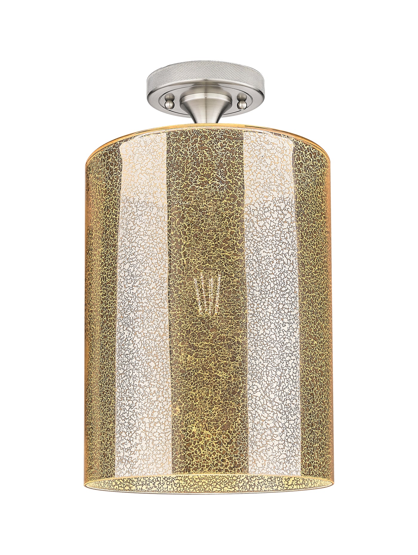 Downtown Flush Mount Satin Nickel Glass