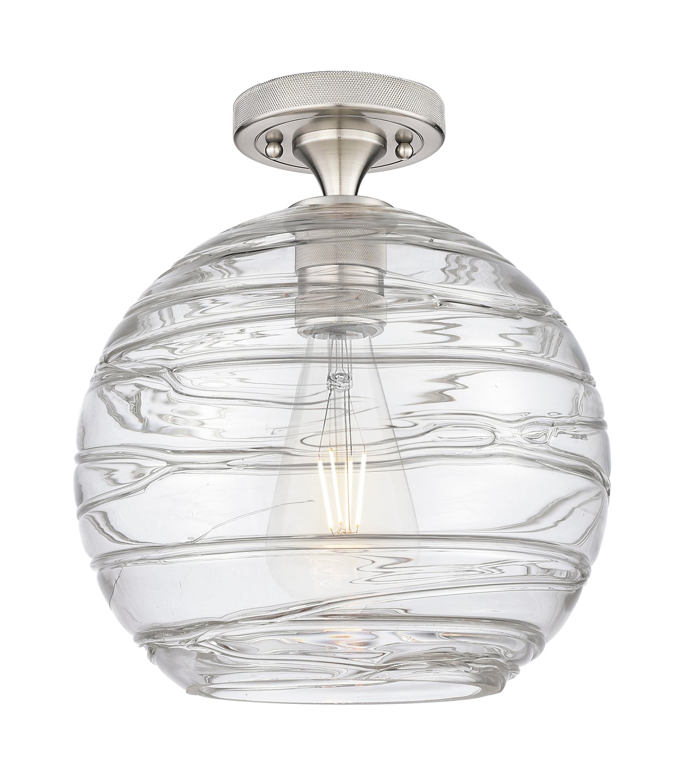 Downtown Flush Mount Satin Nickel Brass Glass