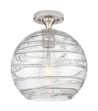 Downtown Flush Mount Satin Nickel Brass Glass