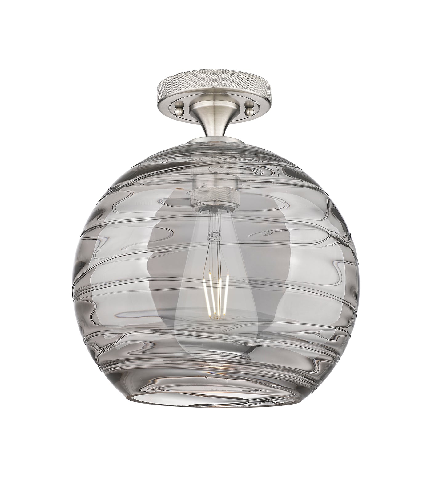 Downtown Flush Mount Satin Nickel Brass Glass