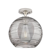 Downtown Flush Mount Satin Nickel Brass Glass