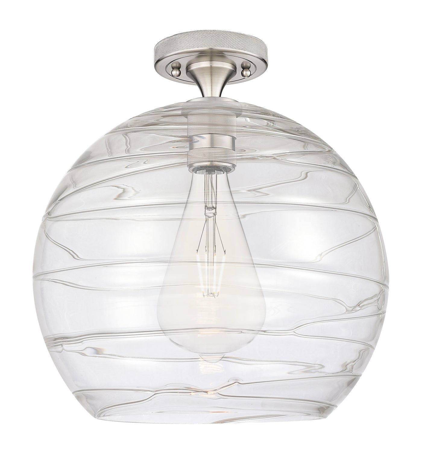 Downtown Flush Mount Satin Nickel Glass