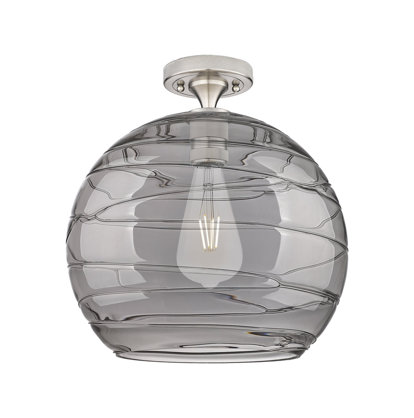 Downtown Flush Mount Satin Nickel Glass