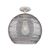 Downtown Flush Mount Satin Nickel Glass