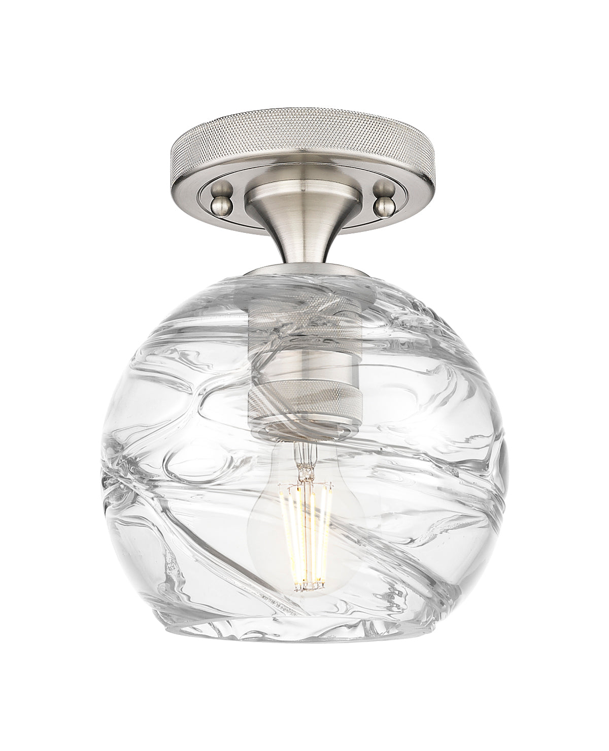 Downtown Flush Mount Satin Nickel Glass