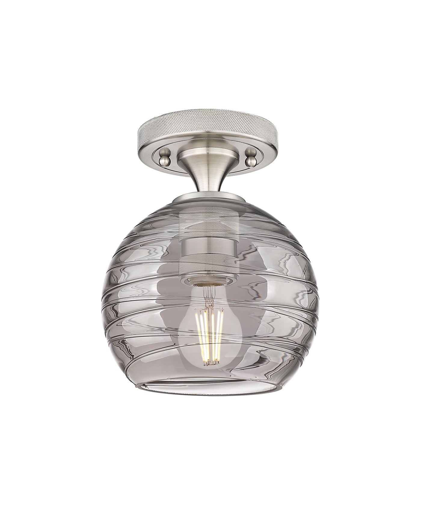 Downtown Flush Mount Satin Nickel Glass
