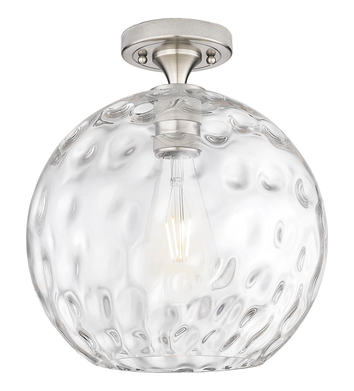 Downtown Flush Mount Satin Nickel Glass