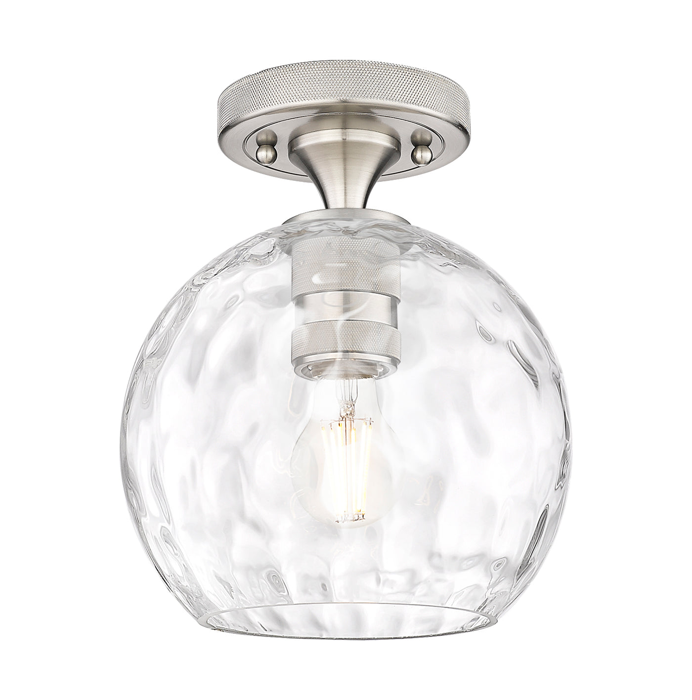 Downtown Flush Mount Satin Nickel Glass