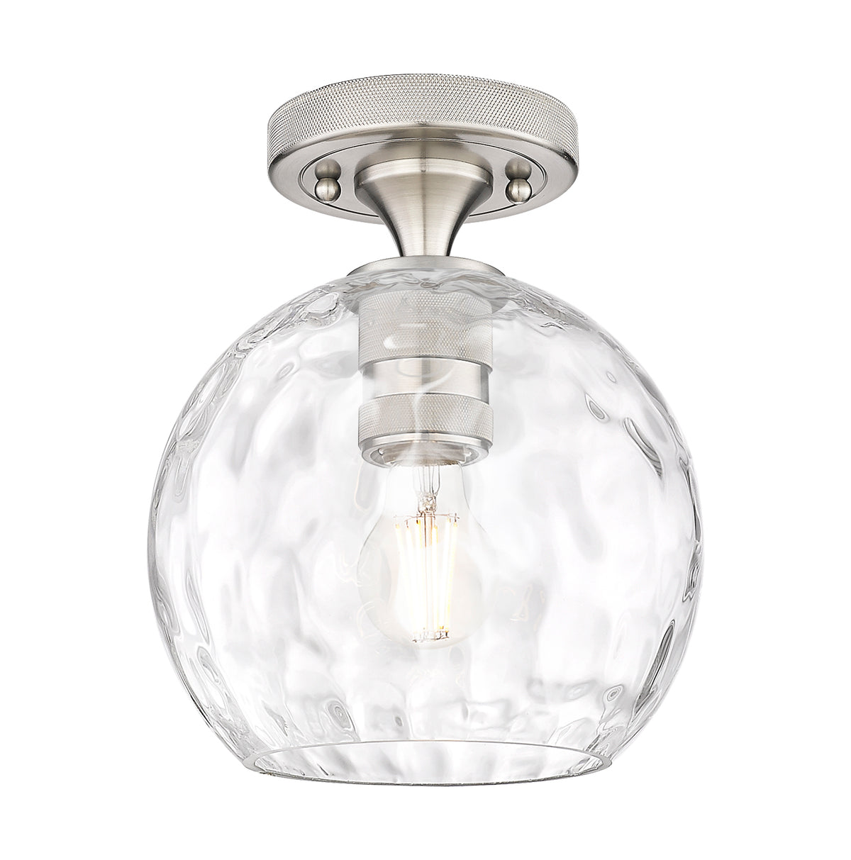 Athens Water Glass 8-Inch 1-Light Semi-Flush Mount 9.5-Inch High