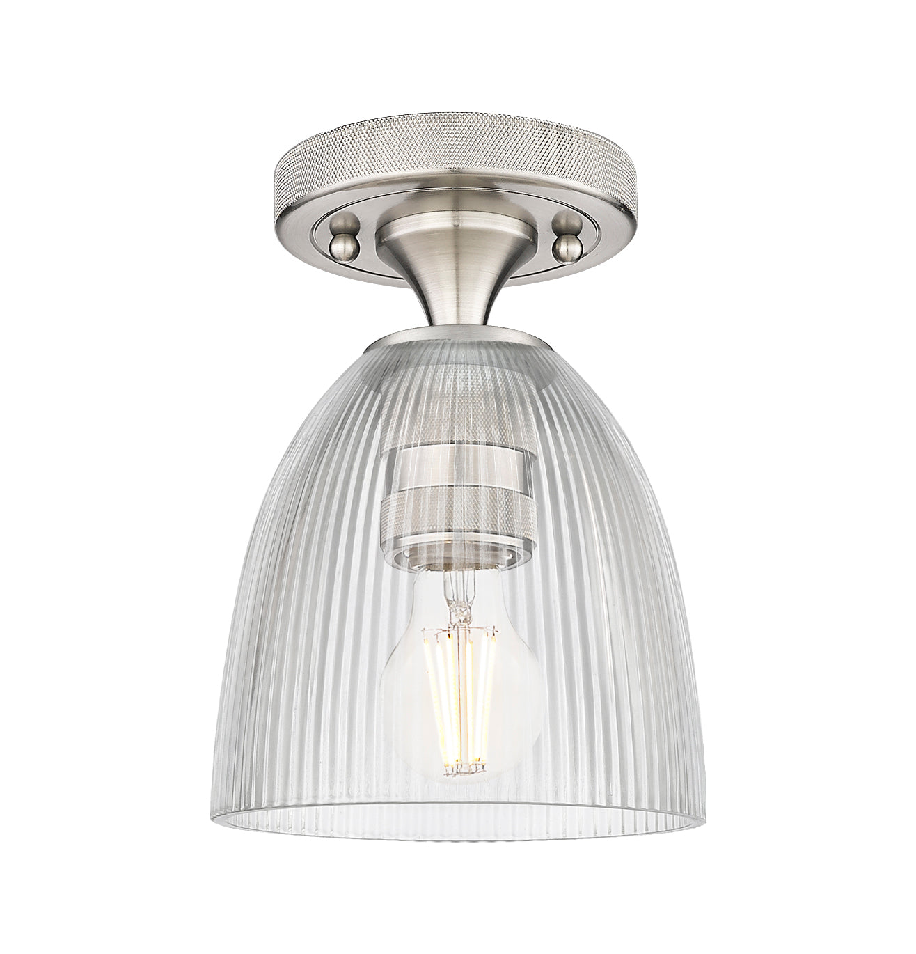 Downtown Flush Mount Satin Nickel Glass