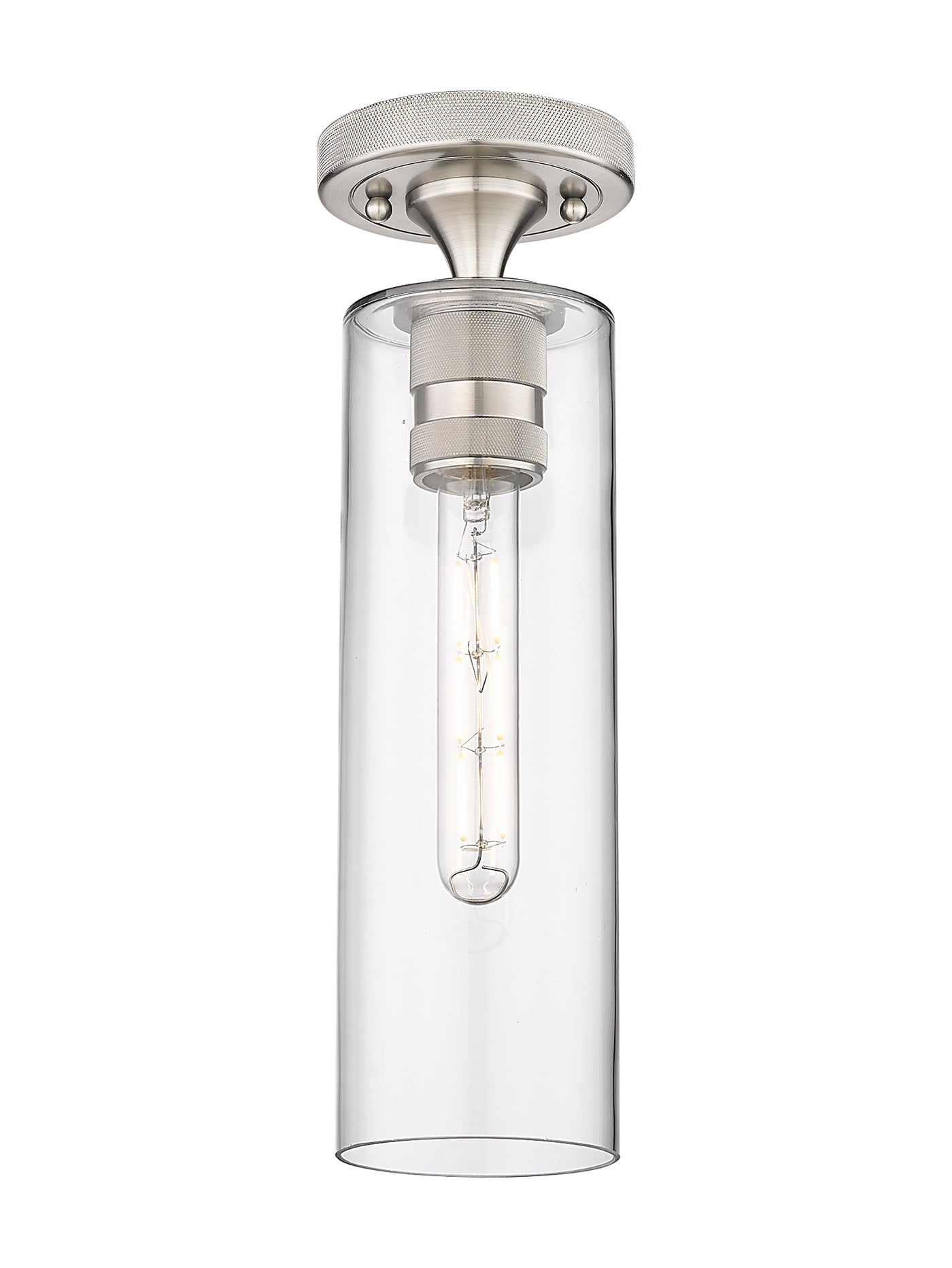 Downtown Flush Mount Satin Nickel Glass