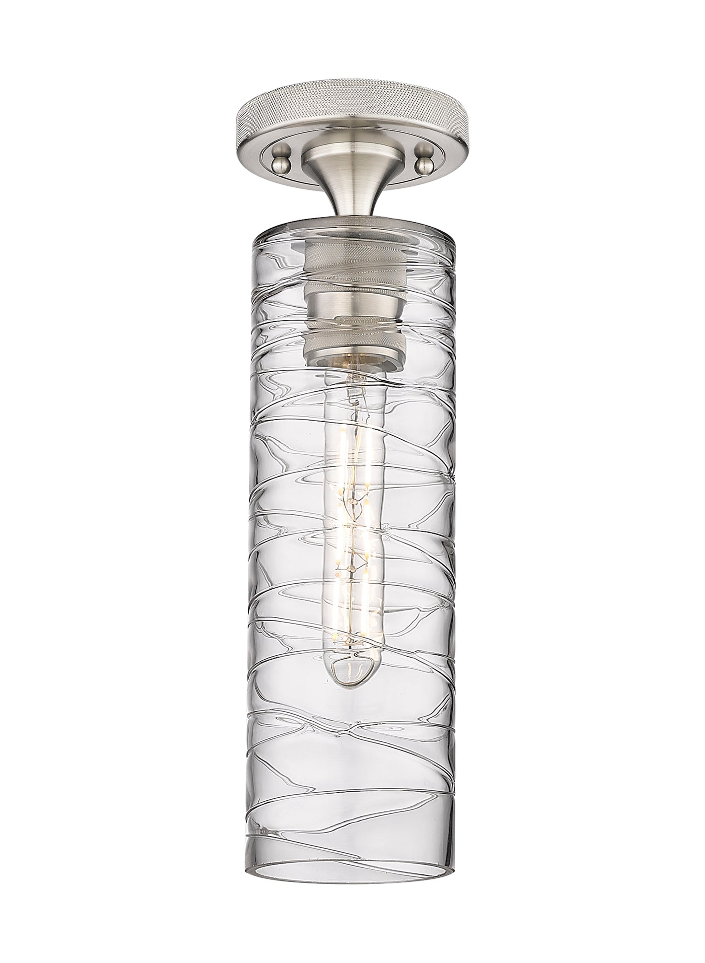 Downtown Flush Mount Satin Nickel Glass
