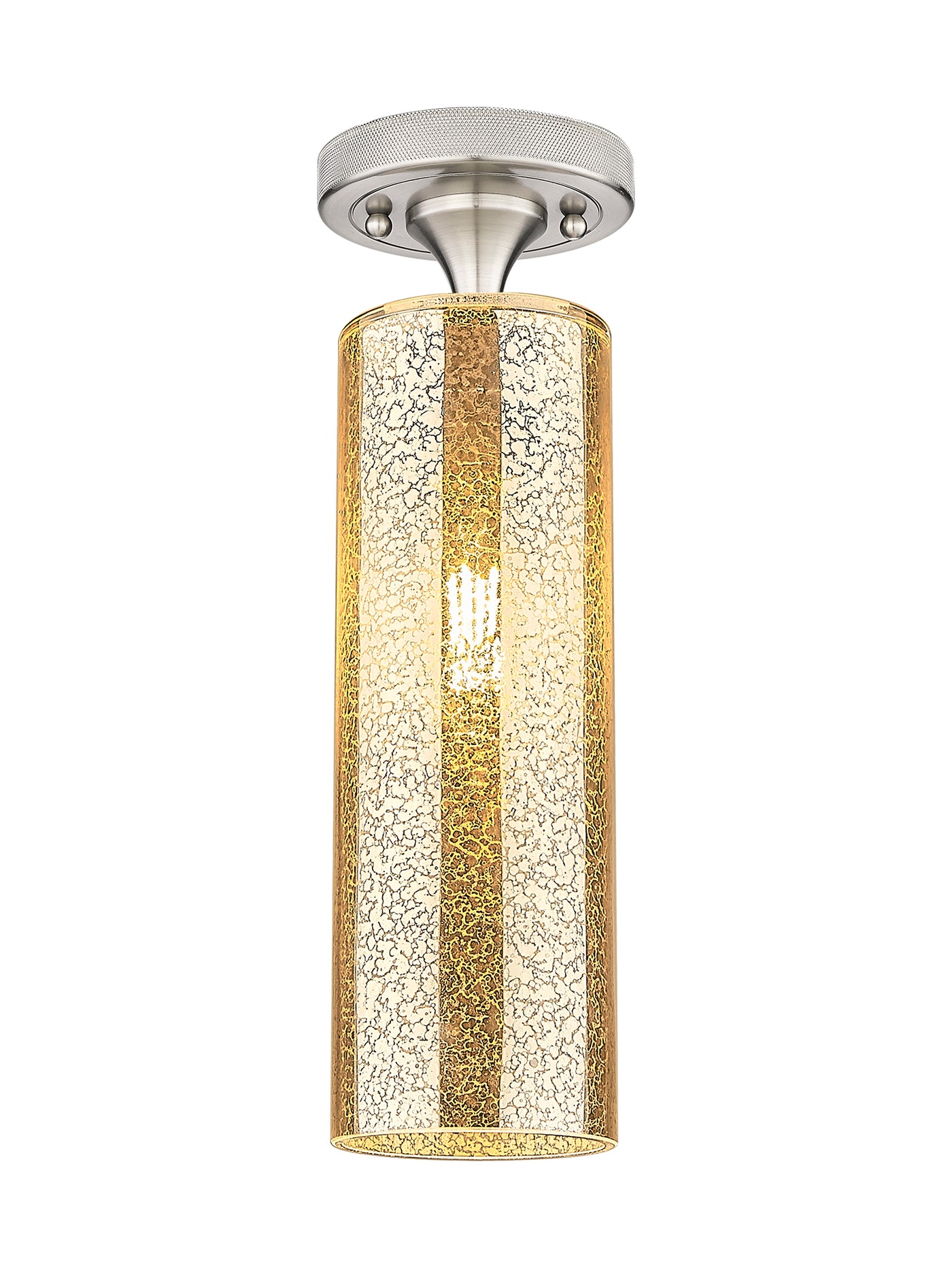 Downtown Flush Mount Satin Nickel Glass