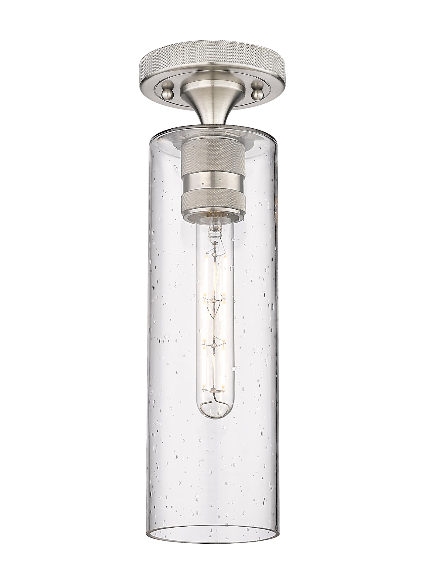 Downtown Flush Mount Satin Nickel Glass