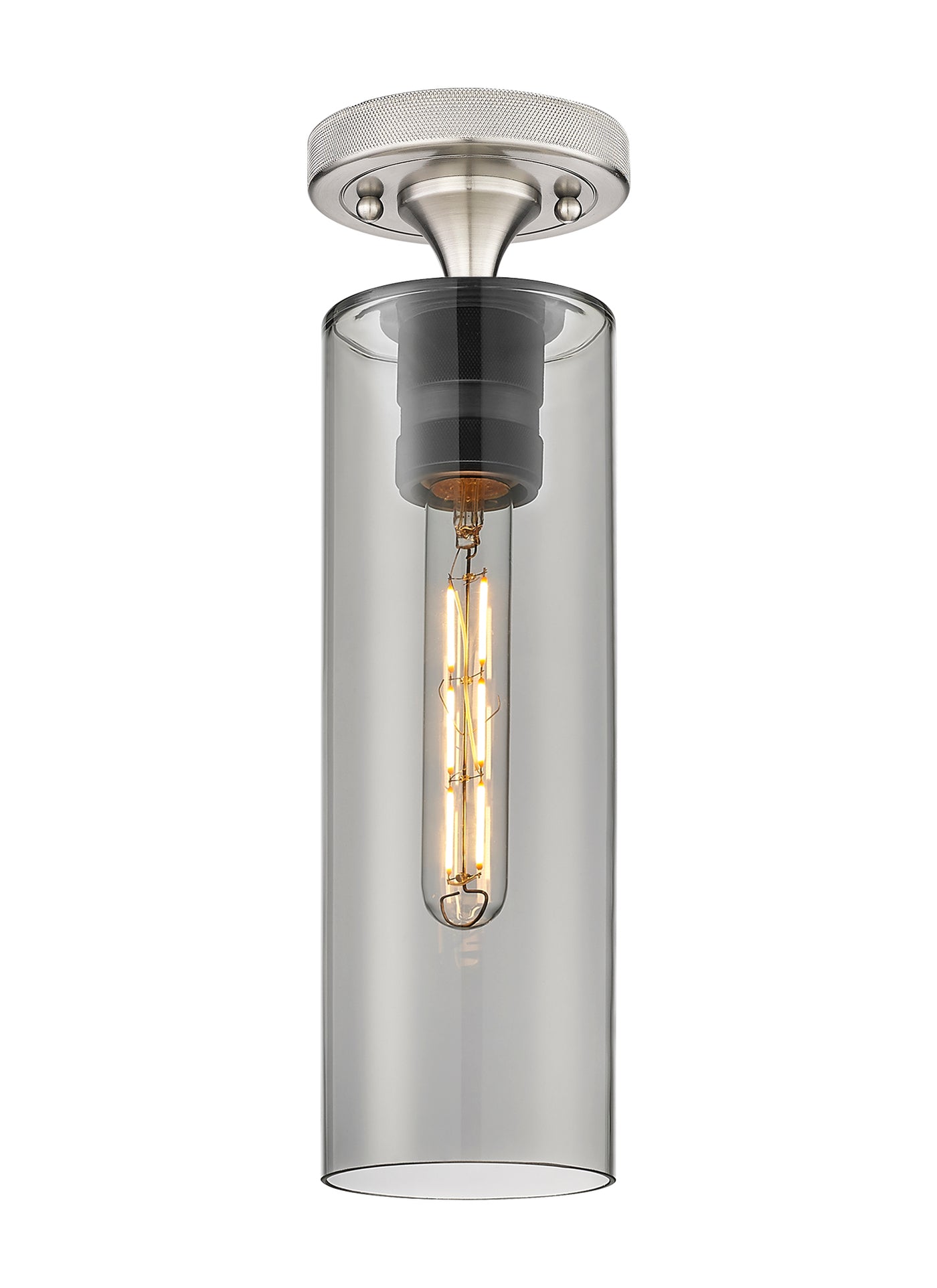 Downtown Flush Mount Satin Nickel Glass