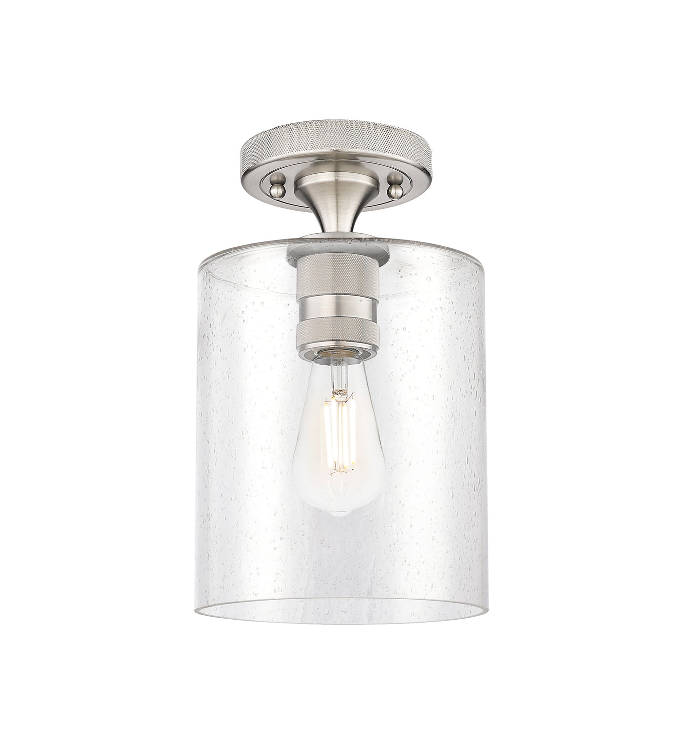 Downtown Flush Mount Satin Nickel Glass