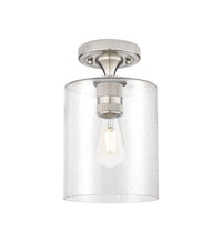 Downtown Flush Mount Satin Nickel Glass