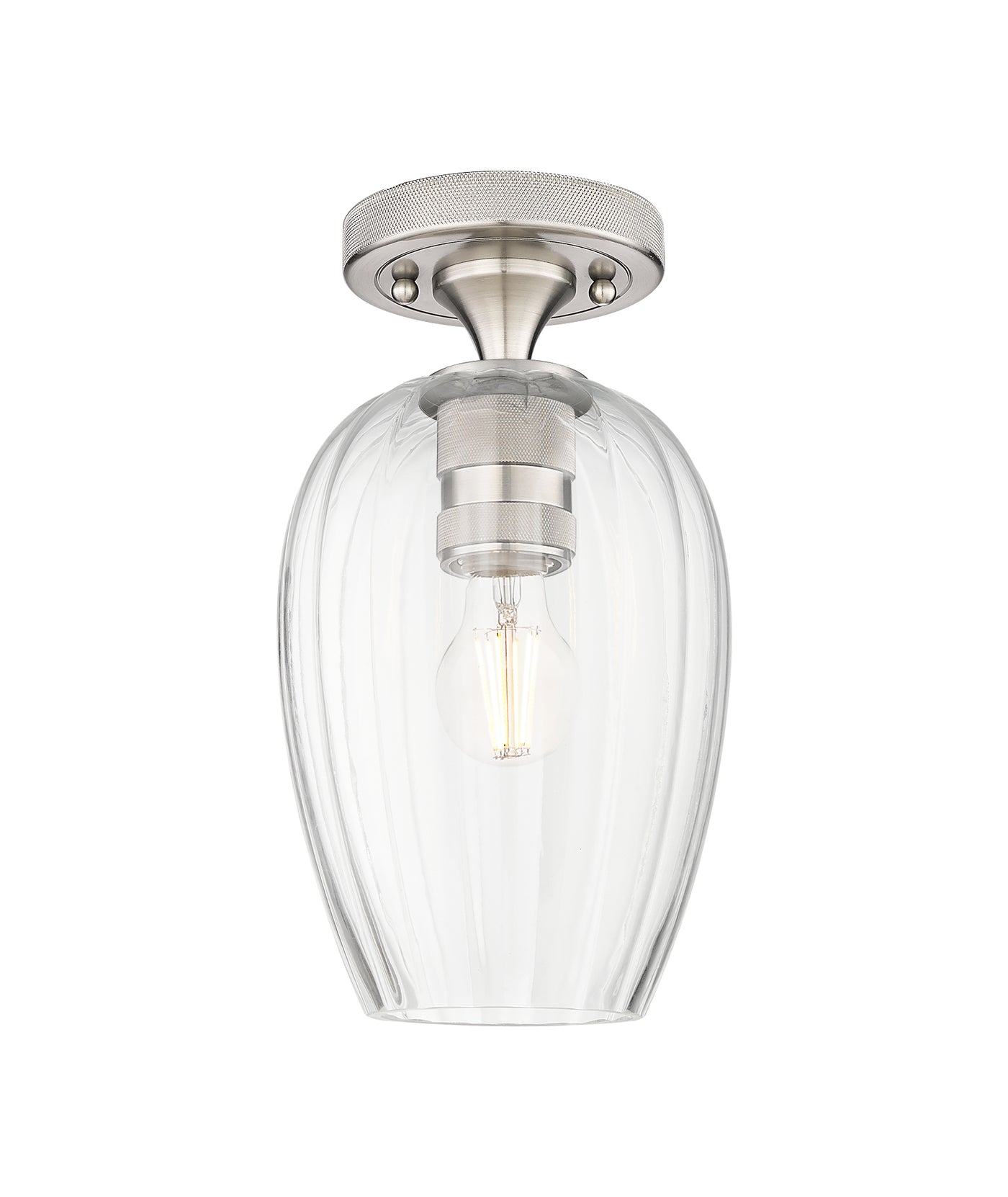 Downtown Flush Mount Satin Nickel Glass