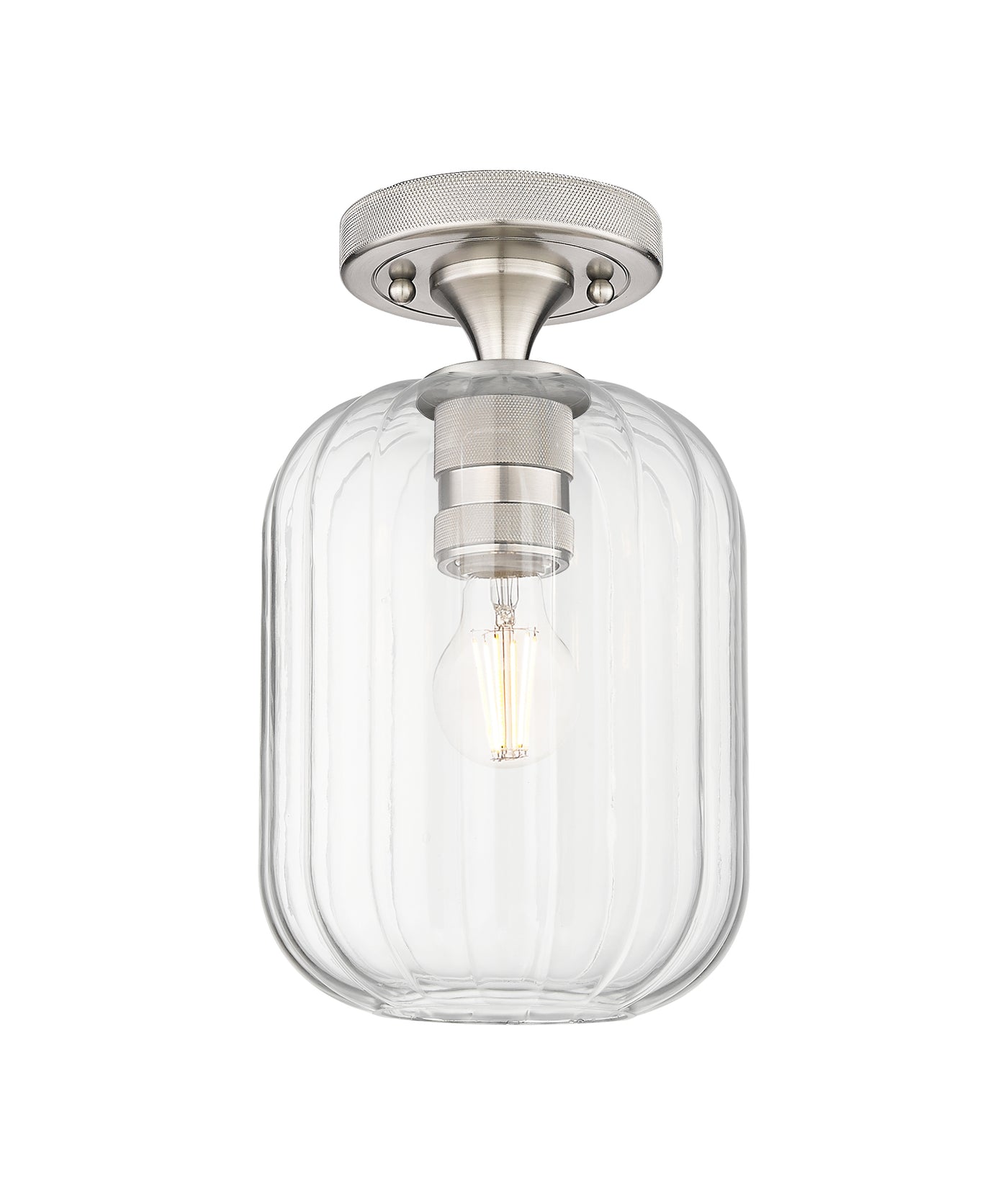 Downtown Flush Mount Satin Nickel Cast Brass