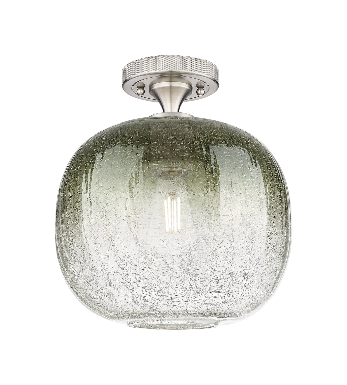 Downtown Flush Mount Satin Nickel Glass