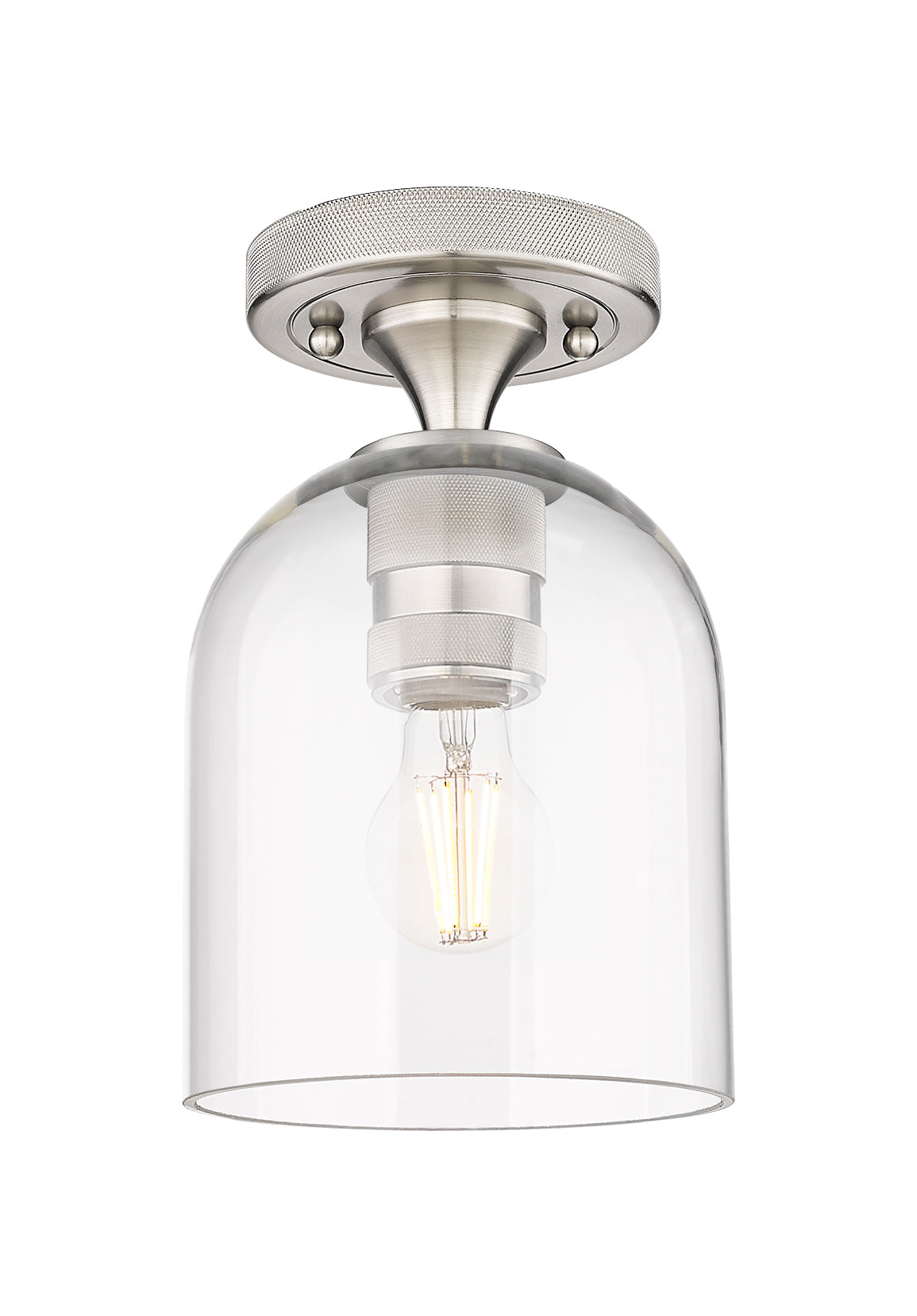 Downtown Flush Mount Satin Nickel Glass