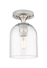 Downtown Flush Mount Satin Nickel Glass