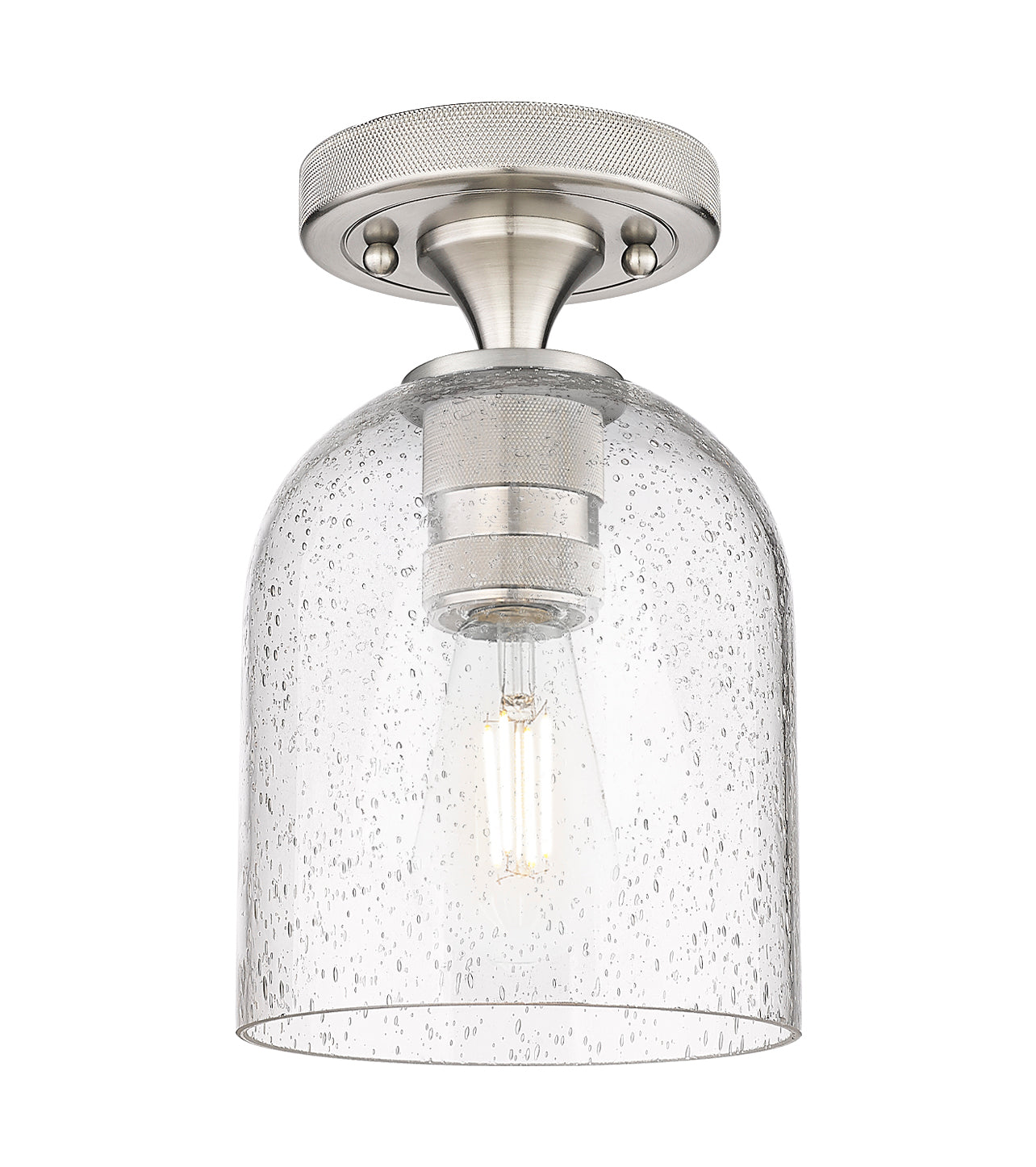 Downtown Flush Mount Satin Nickel Glass