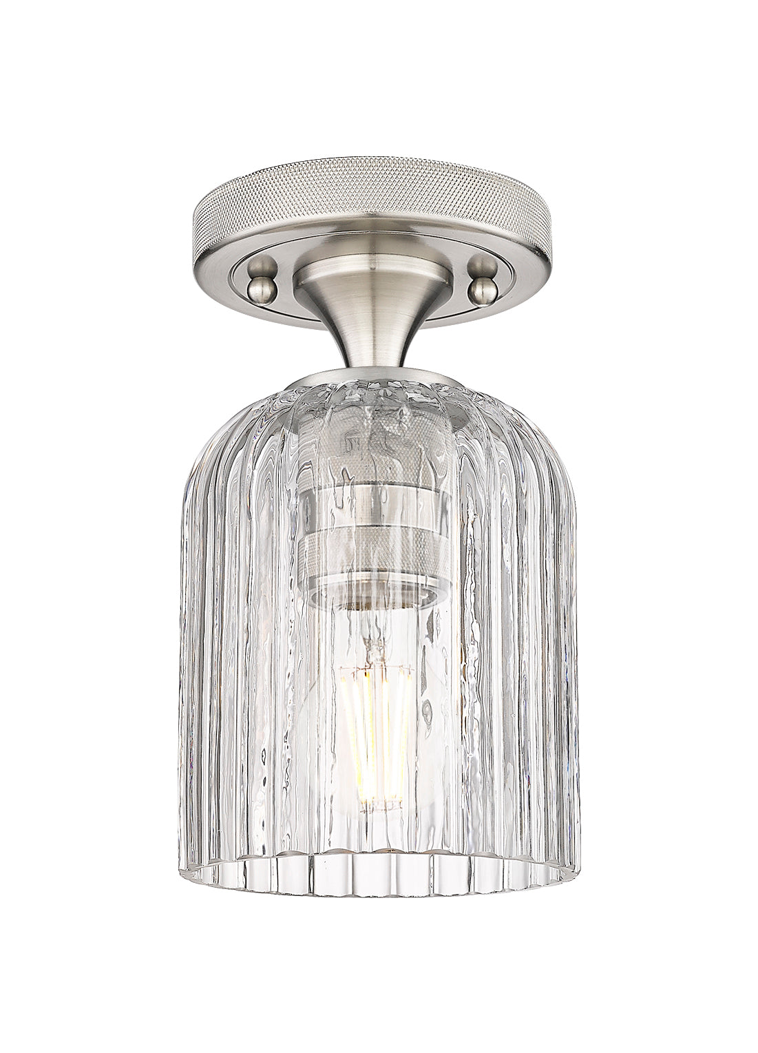 Downtown Flush Mount Satin Nickel Glass