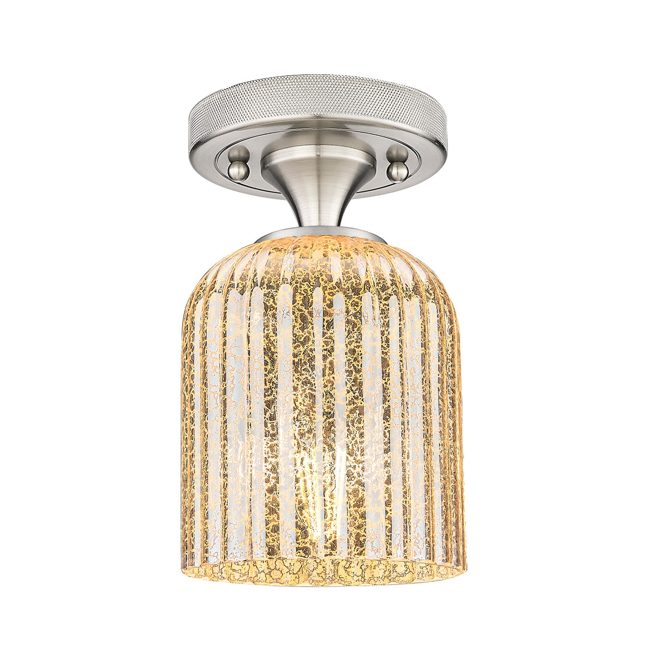 Downtown Flush Mount Satin Nickel Glass