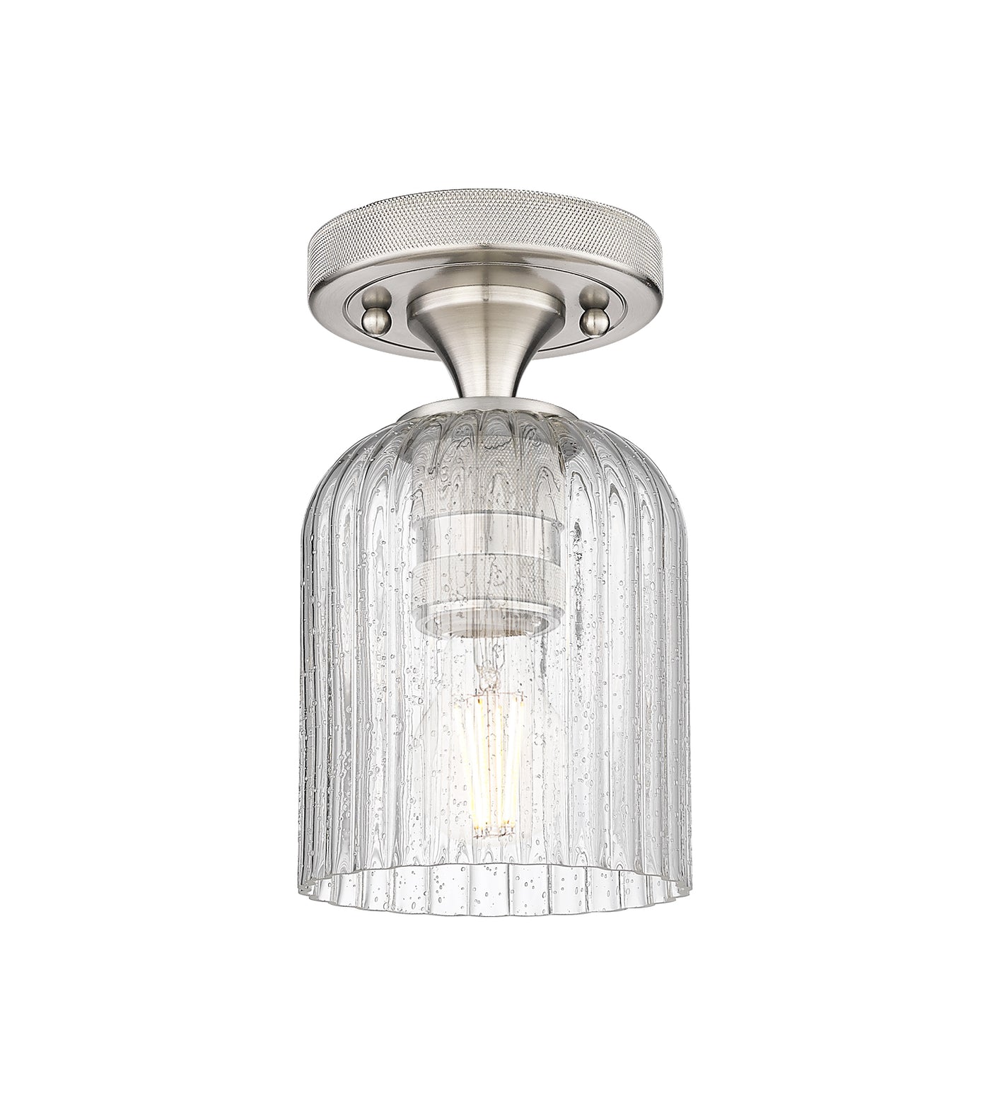Downtown Flush Mount Satin Nickel Glass
