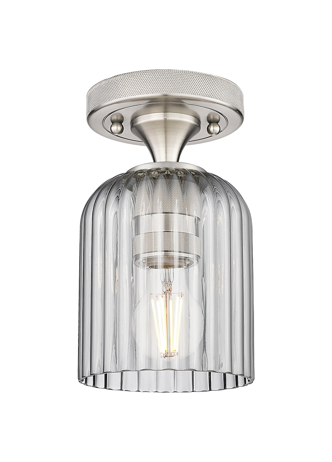 Downtown Flush Mount Satin Nickel Glass