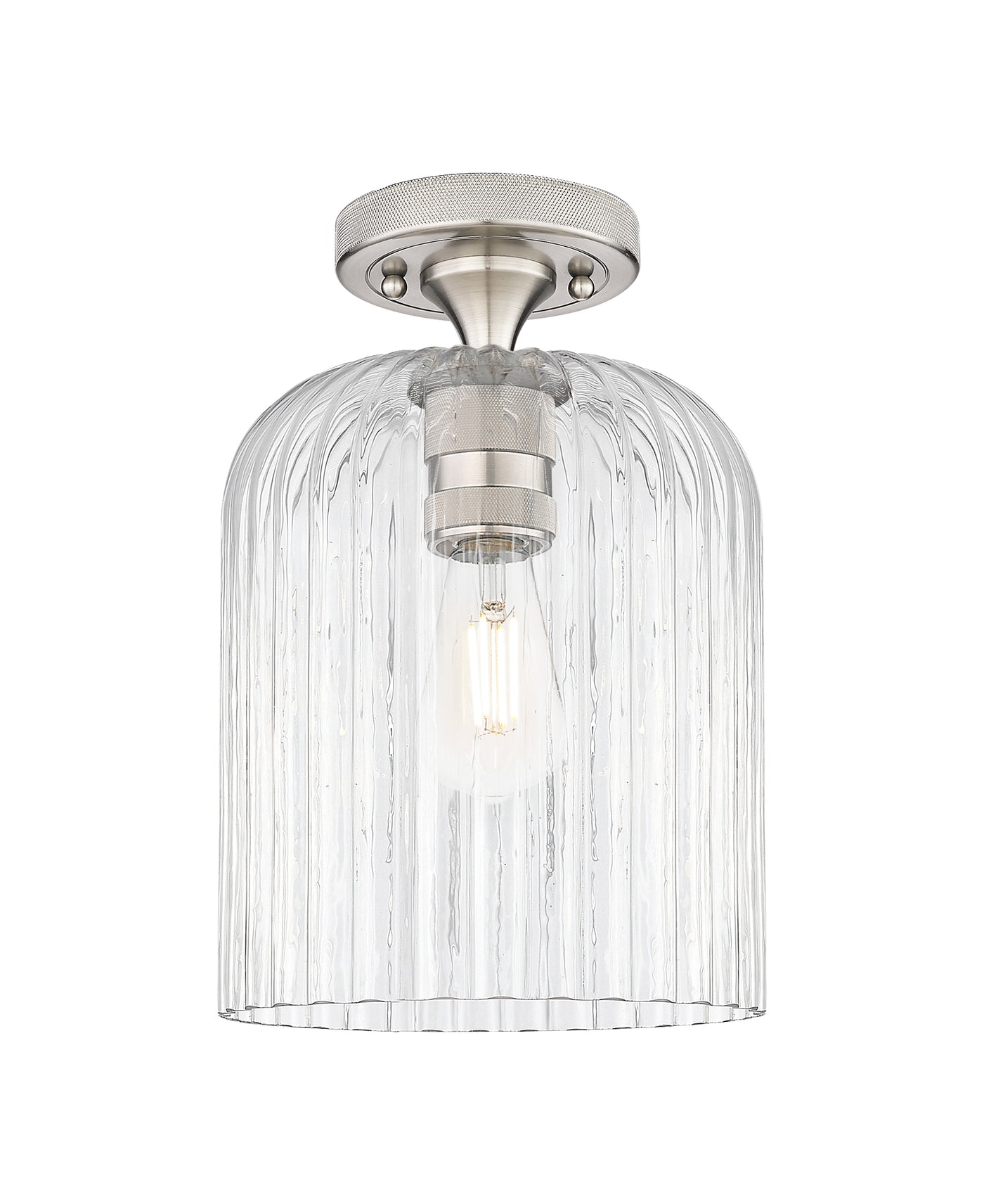 Downtown Flush Mount Satin Nickel Glass