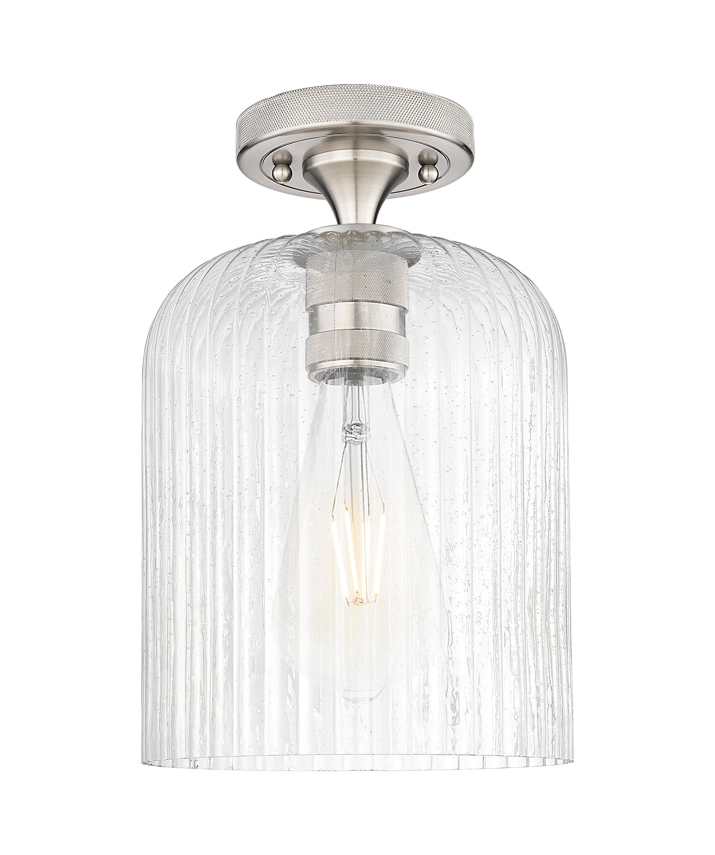 Downtown Flush Mount Satin Nickel Glass