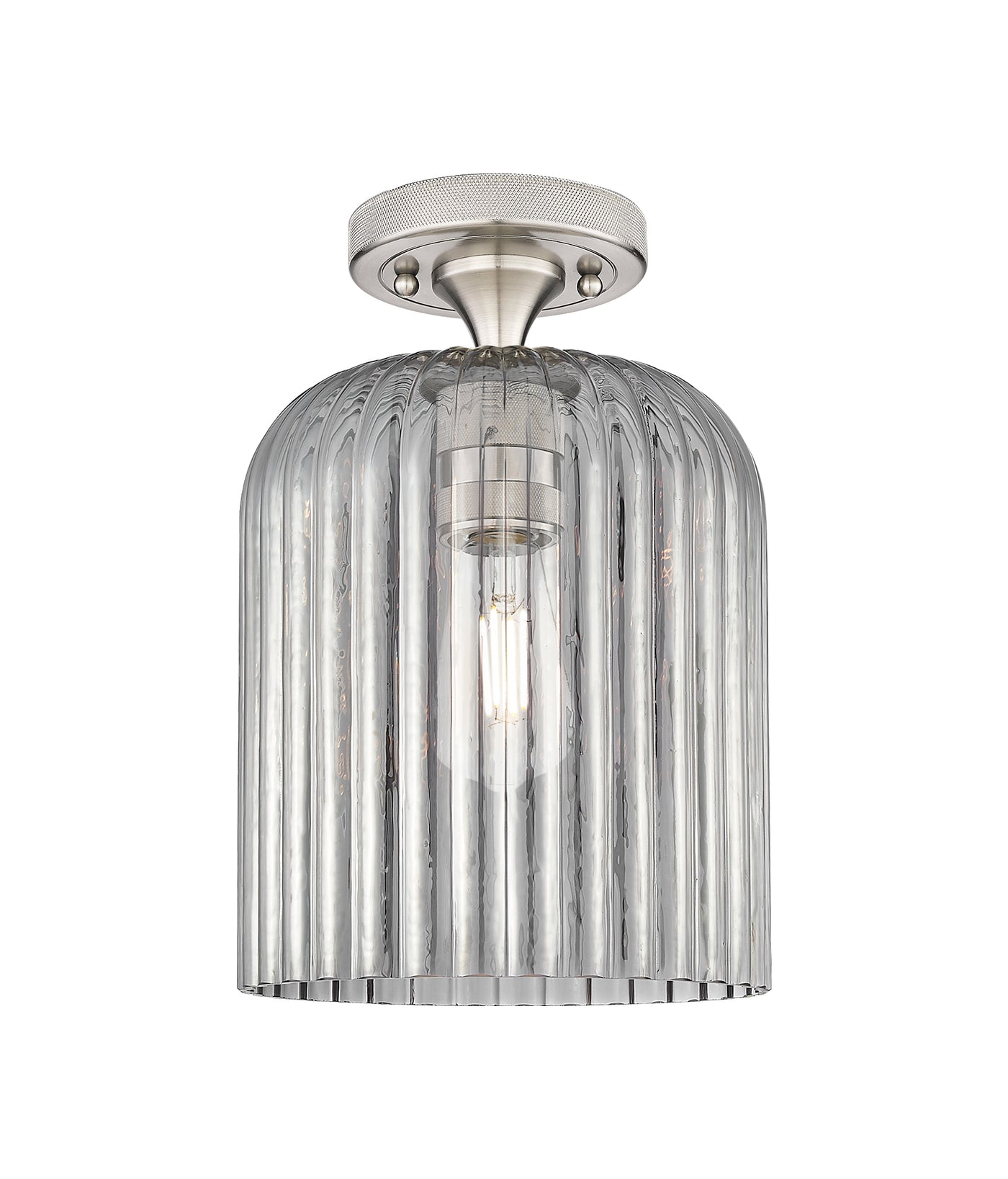 Downtown Flush Mount Satin Nickel Glass