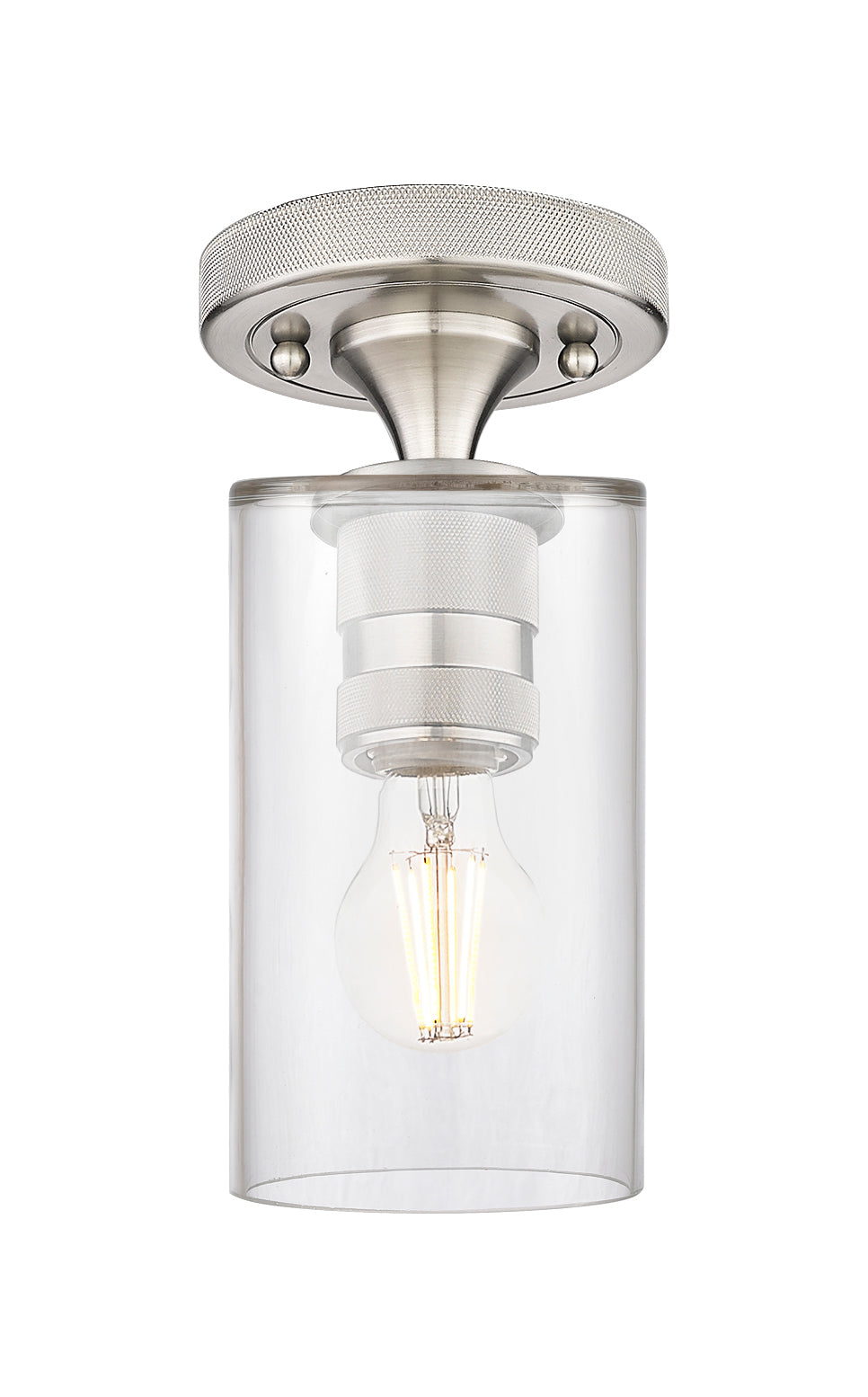 Downtown Flush Mount Satin Nickel Glass
