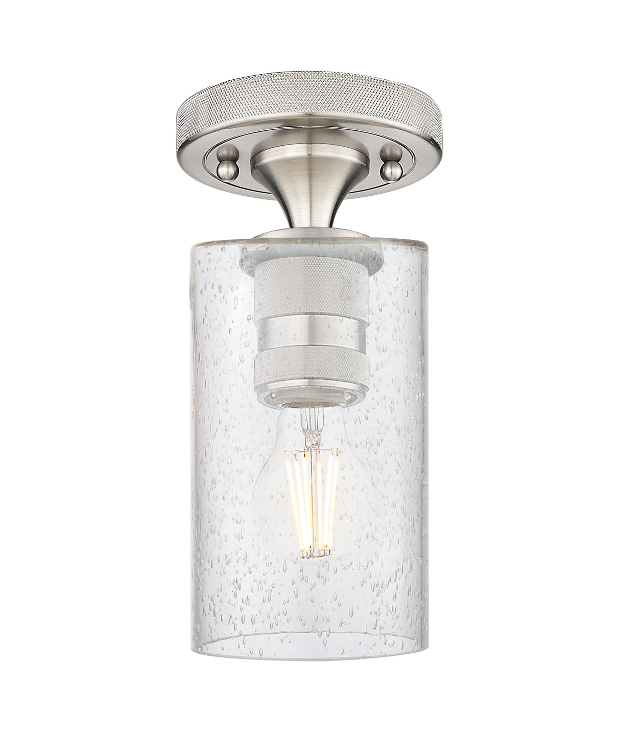 Downtown Flush Mount Satin Nickel Glass