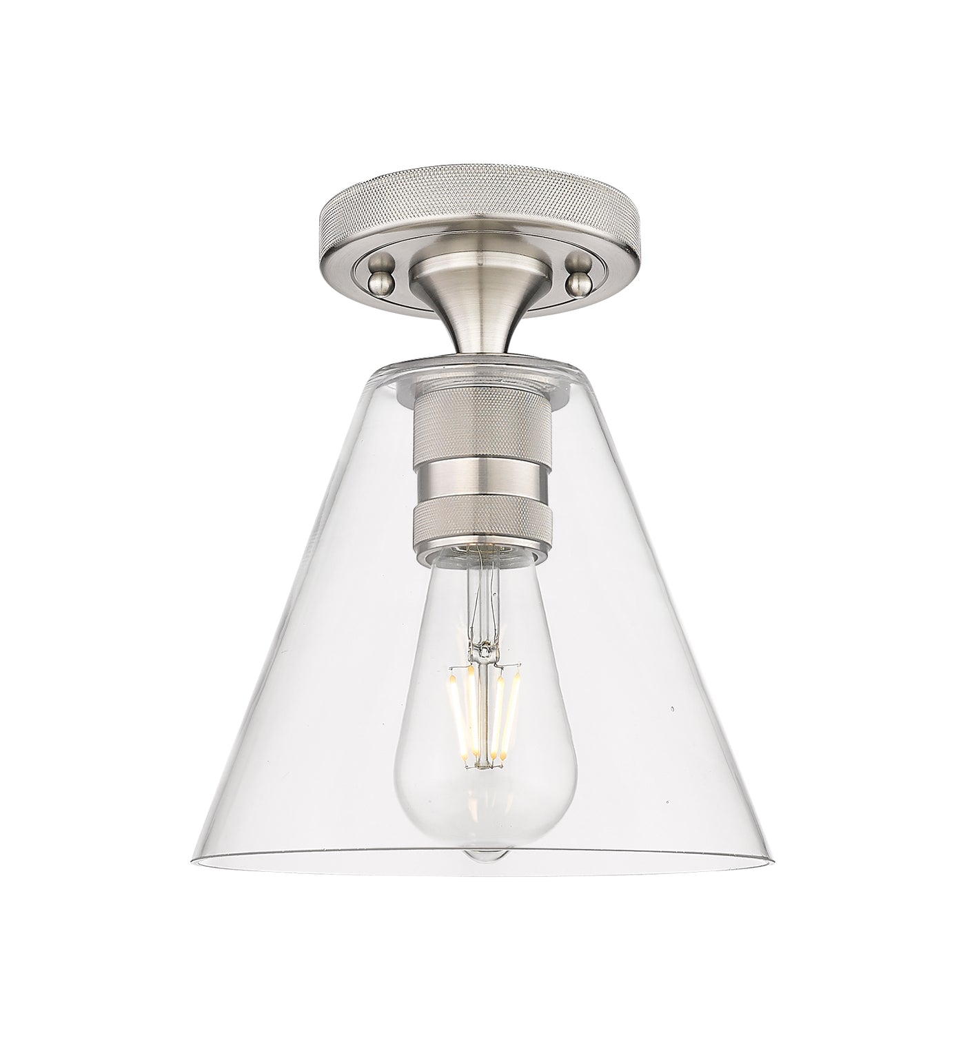 Downtown Flush Mount Satin Nickel Glass
