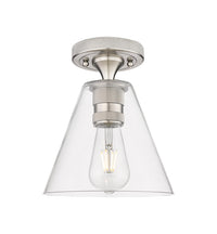 Downtown Flush Mount Satin Nickel Glass