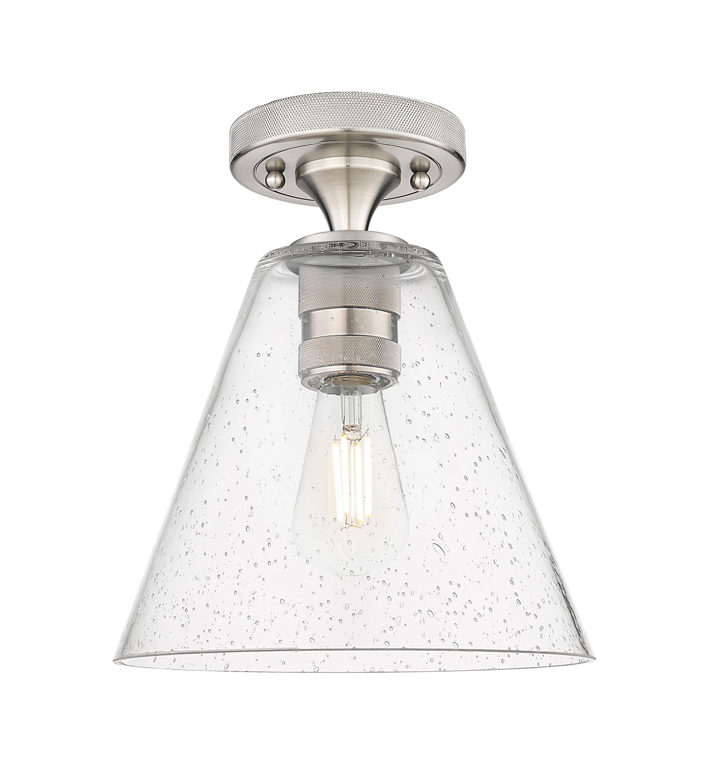 Downtown Flush Mount Satin Nickel Glass