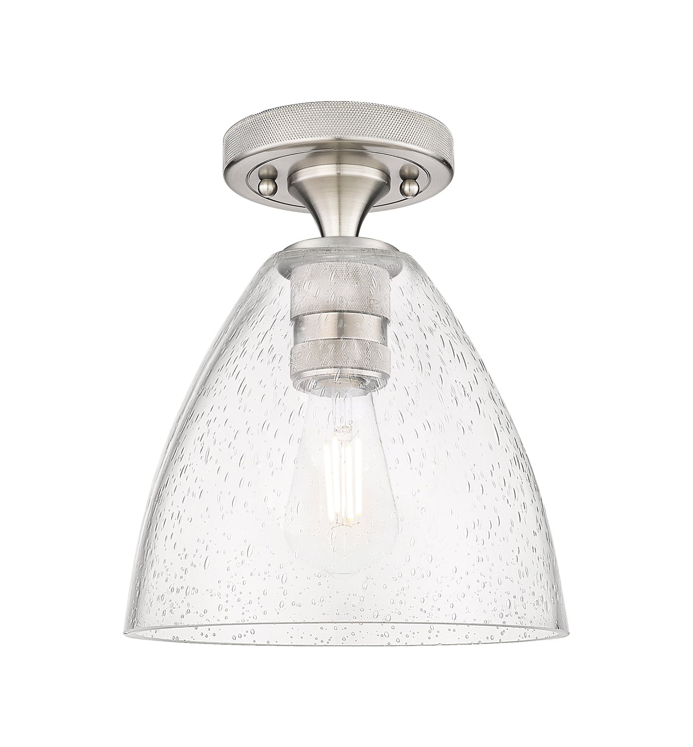 Downtown Flush Mount Satin Nickel Glass